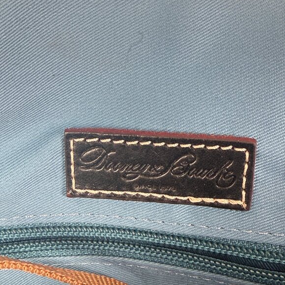 Dooney & Bourke Pebble Grain Satchel Navy Blue Leather Black Red Trim Zip - Picture 9 of 9